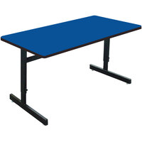 Correll 30" x 48" Blue Finish Rectangular Adjustable Height High Pressure Top Computer Table