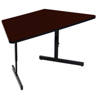 Correll 30" x 60" Mahogany Finish Trapezoid Premium Laminate 21" - 29" Adjustable Height High Pressure Top Computer Table