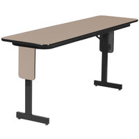 Correll 24" x 96" Savannah Sand Premium Laminate High Pressure Folding Seminar Table with Panel Legs