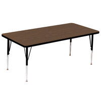 Correll 36" x 72" Rectangular Walnut Finish 19" - 29" Adjustable Height High Pressure Top Activity Table