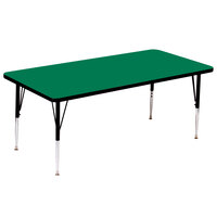 Correll 36" x 72" Rectangular Green Finish 19" - 29" Adjustable Height High Pressure Top Activity Table
