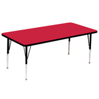 Correll 30" x 60" Rectangular Red Finish 19" - 29" Adjustable Height High Pressure Top Activity Table