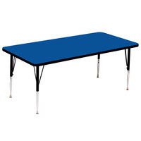 Correll 24" x 48" Rectangular Blue Finish 19" - 29" Adjustable Height High Pressure Top Activity Table