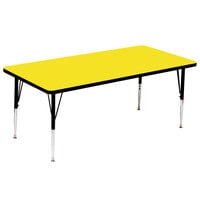 Correll 24" x 60" Rectangular Yellow Finish 19" - 29" Adjustable Height High Pressure Top Activity Table