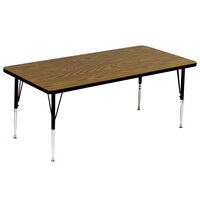 Correll 24" x 60" Rectangular Medium Oak Finish 19" - 29" Adjustable Height High Pressure Top Activity Table