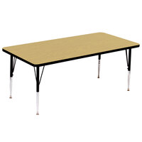Correll 30" x 72" Rectangular Fusion Maple Finish 19" - 29" Adjustable Height High Pressure Top Activity Table