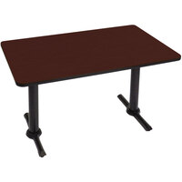 Correll 30" x 60" Rectangular Cherry Finish Standard Height High Pressure Cafe / Breakroom Table with Two T Bases