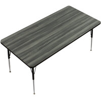 Correll 24" x 60" Rectangular New England Driftwood Finish Premium Laminate 19" - 29" Adjustable Height High Pressure Top Activity Table