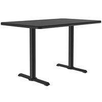 Correll 30" x 60" Rectangular Black Granite Finish Standard Height High Pressure Cafe / Breakroom Table with Two T Bases