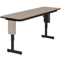 Correll 24" x 96" Savannah Sand Finish Premium Laminate Adjustable Height High Pressure Folding Seminar Table with Panel Legs