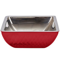 Bon Chef Diamond Collection Cold Wave 2 Qt. Red Triple Wall Square Bowl