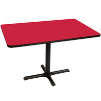 Correll 30" x 48" Rectangular Red Finish Standard Height High Pressure Cafe / Breakroom Table