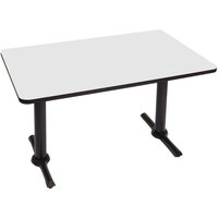 Correll 30" x 60" Rectangular White Finish Standard Height High Pressure Cafe / Breakroom Table with Two T Bases