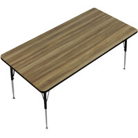 Correll 30" x 48" Rectangular Colonial Hickory Finish Premium Laminate 19" - 29" Adjustable Height High Pressure Top Activity Table
