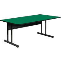 Correll 48" x 30" Rectangular Green Finish Keyboard Height High Pressure Top Computer Table