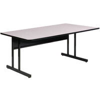 Correll 60" x 30" Rectangular Gray Granite Finish Keyboard Height High Pressure Top Computer Table