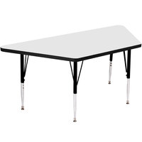 Correll 26" x 58" Trapezoid 19" - 29" White Finish Adjustable Height High-Pressure Top Activity Table