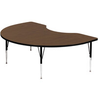 Correll 72" x 48" Kidney 19" - 29" Walnut Finish Adjustable Height High-Pressure Top Activity Table