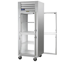 Traulsen G16004P 1 Section Half Solid Front, Half Glass Back Door Pass-Through Refrigerator - Left / Left Hinged Doors
