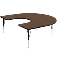 Correll 66" x 60" Horseshoe 19" - 29" Walnut Finish Adjustable Height High-Pressure Top Activity Table