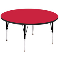 Correll 60" Round 19" - 29" Red Adjustable Height High-Pressure Top Activity Table