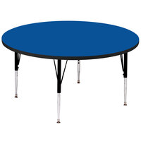 Correll 42" Round 19" - 29" Blue Adjustable Height High-Pressure Top Activity Table