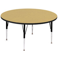 Correll 60" Round 19" - 29" Fusion Maple Adjustable Height High-Pressure Top Activity Table