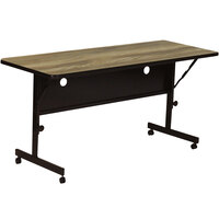 Correll 24" x 72" Colonial Hickory Rectangular Premium Laminate High Pressure Deluxe Flip Top Table