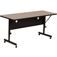 Correll 24" x 72" Savannah Sand Rectangular Premium Laminate High Pressure Deluxe Flip Top Table