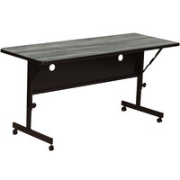 Correll 24" x 72" New England Driftwood Rectangular Premium Laminate High Pressure Deluxe Flip Top Table