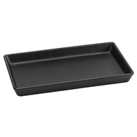 Delfin from Steelite International DFTRC106LT010 Linen 10" x 6" x 1" Black Rectangular Melamine Tray