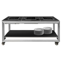 Eastern Tabletop HT4805B Hub Buffet 66" x 30 3/4" x 32 1/4" Black Induction Banquet Table