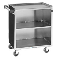 Lakeside 644B Black Laminate 3 Shelf Stainless Steel Beverage Service Cart - 39 1/4" x 22 1/2" x 37 3/8"