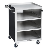 Lakeside 615B Black Laminate 4 Shelf Stainless Steel Utility Cart - 27 3/4" x 16 1/2" x 32 3/4"