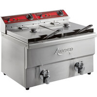 Avantco F202 30 lb. Dual Tank Medium-Duty Electric Countertop Fryer - 208-240V, 5400/7200W