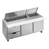 Beverage-Air SPED72HC-18-2-CL Elite Series 72" 2 Door 2 Drawer Refrigerated Sandwich Prep Table with Clear Lid