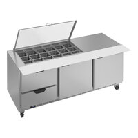 Beverage-Air SPED72HC-18M-2-CL Elite Series 72" 2 Door 2 Drawer Mega Top Refrigerated Sandwich Prep Table with Clear Lid