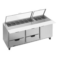 Beverage-Air SPED72HC-18-4-CL Elite Series 72" 1 Door 4 Drawer Refrigerated Sandwich Prep Table with Clear Lid