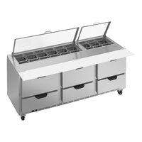 Beverage-Air SPED72HC-18-6-CL Elite Series 72" 6 Drawer Refrigerated Sandwich Prep Table with Clear Lid