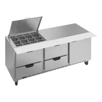 Beverage-Air SPED72HC-12M-4-CL Elite Series 72" 1 Door 4 Drawer Mega Top Refrigerated Sandwich Prep Table with Clear Lid