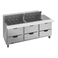 Beverage-Air SPED72HC-24M-6 Elite Series 72" 6 Drawer Mega Top Refrigerated Sandwich Prep Table