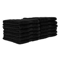 Monarch Brands True Colors 12" x 12" 100% Ring Spun Cotton Black Wash Cloth 1 lb. - 300/Case