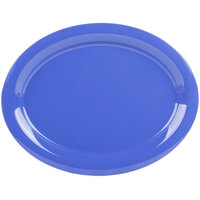 GET OP-135-PB Diamond Mardi Gras 13 1/2" x 10 1/4" Peacock Blue Oval Melamine Platter - 12/Case