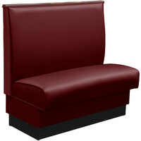 American Tables & Seating 45 1/2" Long Sangria Plain Single Back Fully Upholstered Booth with Wood Top Cap - 42" High