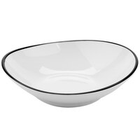 GET B-60-W/BK Settlement Bistro 6 oz. White Enamelware Melamine Shallow Coupe Bowl with Black Trim - 48/Case