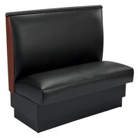 American Tables & Seating 45 1/2" Long Black Plain Single Back Fully Upholstered Booth with Wood End Caps - 42" High