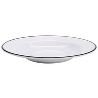 GET B-220-W/BK Settlement Bistro 24 oz. White Enamelware Melamine Large Bowl with Black Trim   - 12/Case