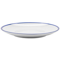 GET CS-800-W/CB Settlement Bistro 8" White with Cobalt Blue Trim Enamelware Round Melamine Coupe Plate - 48/Case