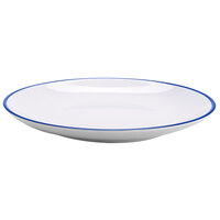 GET CS-900-W/CB Settlement Bistro 9" White with Cobalt Trim Enamelware Small Round Melamine Dinner Plate - 24/Case