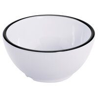 GET B-140-W/BK Settlement Bistro 14 oz. White Enamelware Melamine Round Bowl with Black Trim   - 24/Case